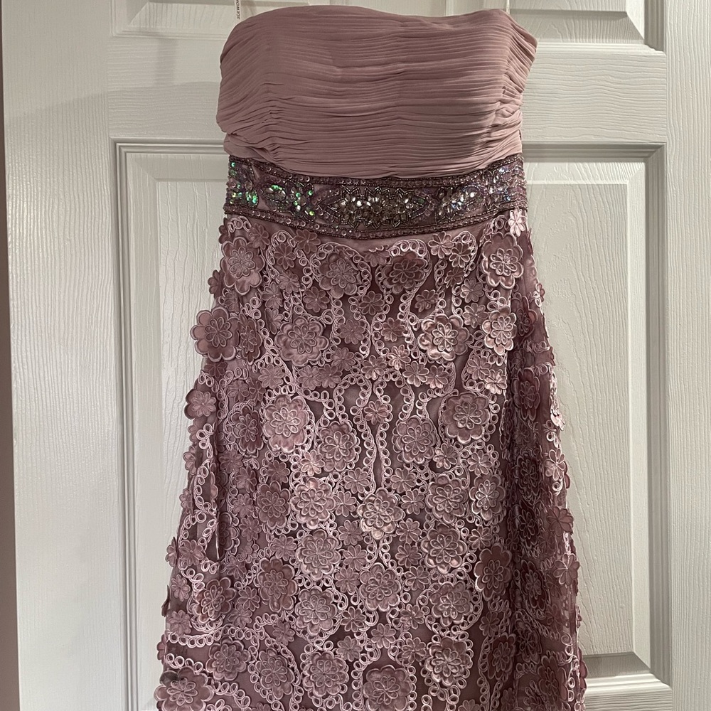 Sue Wong Floral Appliqué Dress